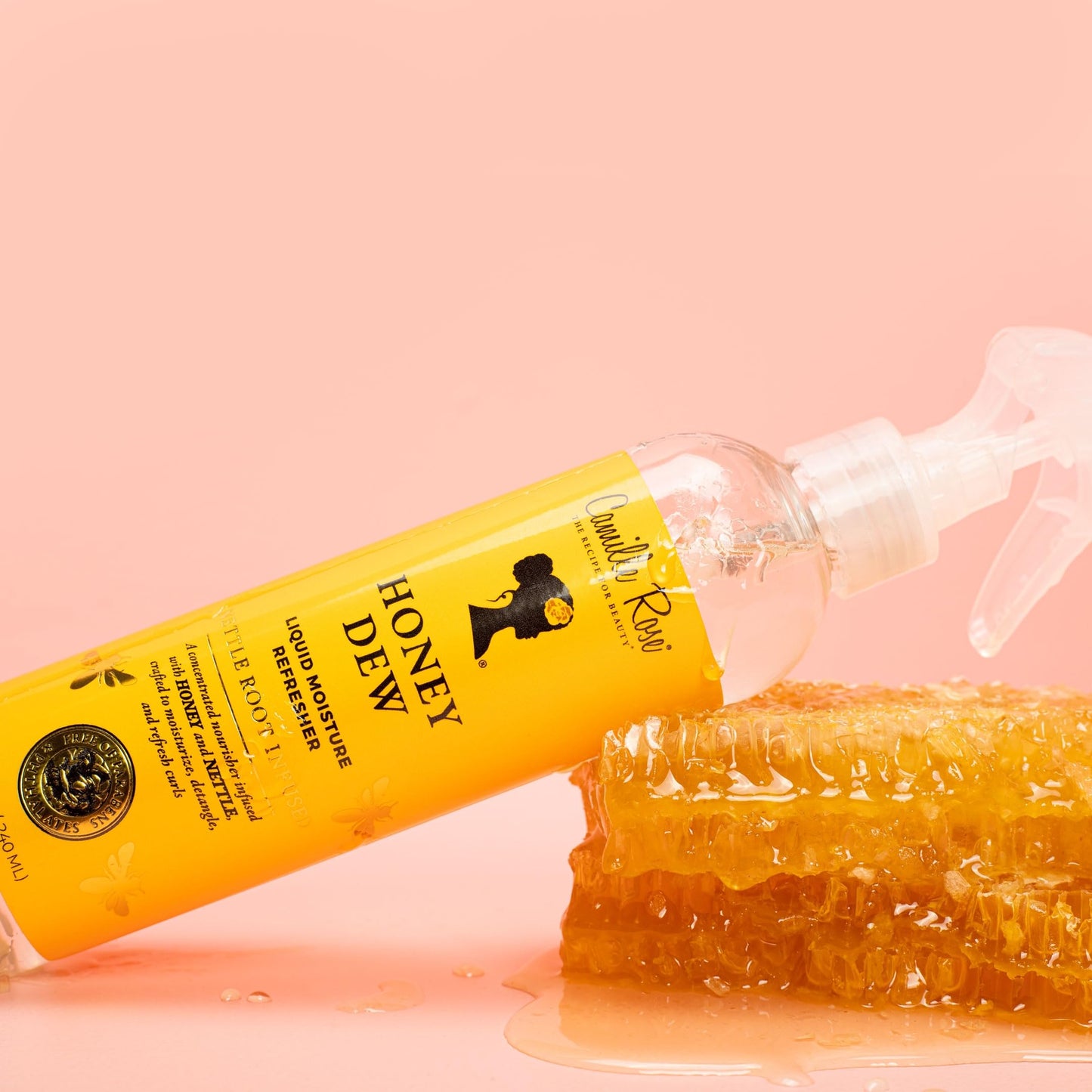 Camille Rose Honey Dew Liquid Moisture Hair Refresher, with Honey and Nettle Root, for a Daily Curl Refresh and Soft, Silky Hair, 8 fl oz