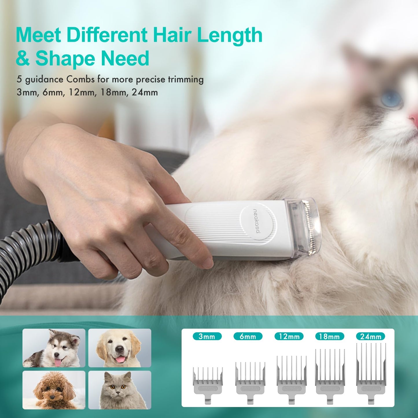 neabot Neakasa P1 Pro Pet Grooming Kit & Vacuum – 99% Hair Suction, Professional Clippers with 5 Grooming Tools for Dogs, Cats & Other Pets
