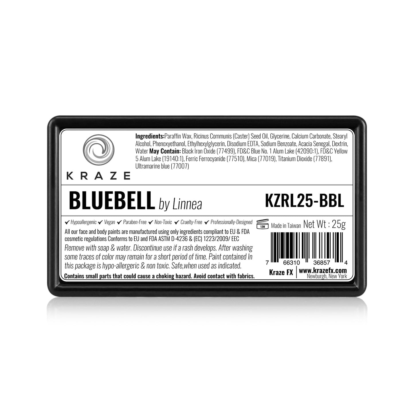 Kraze FX Dome Stroke - Bluebell by Linnea (25 gm), Professional 1-Stroke Split Cake, Hypoallergenic, Non-Toxic, Water Activated Face & Body Painting