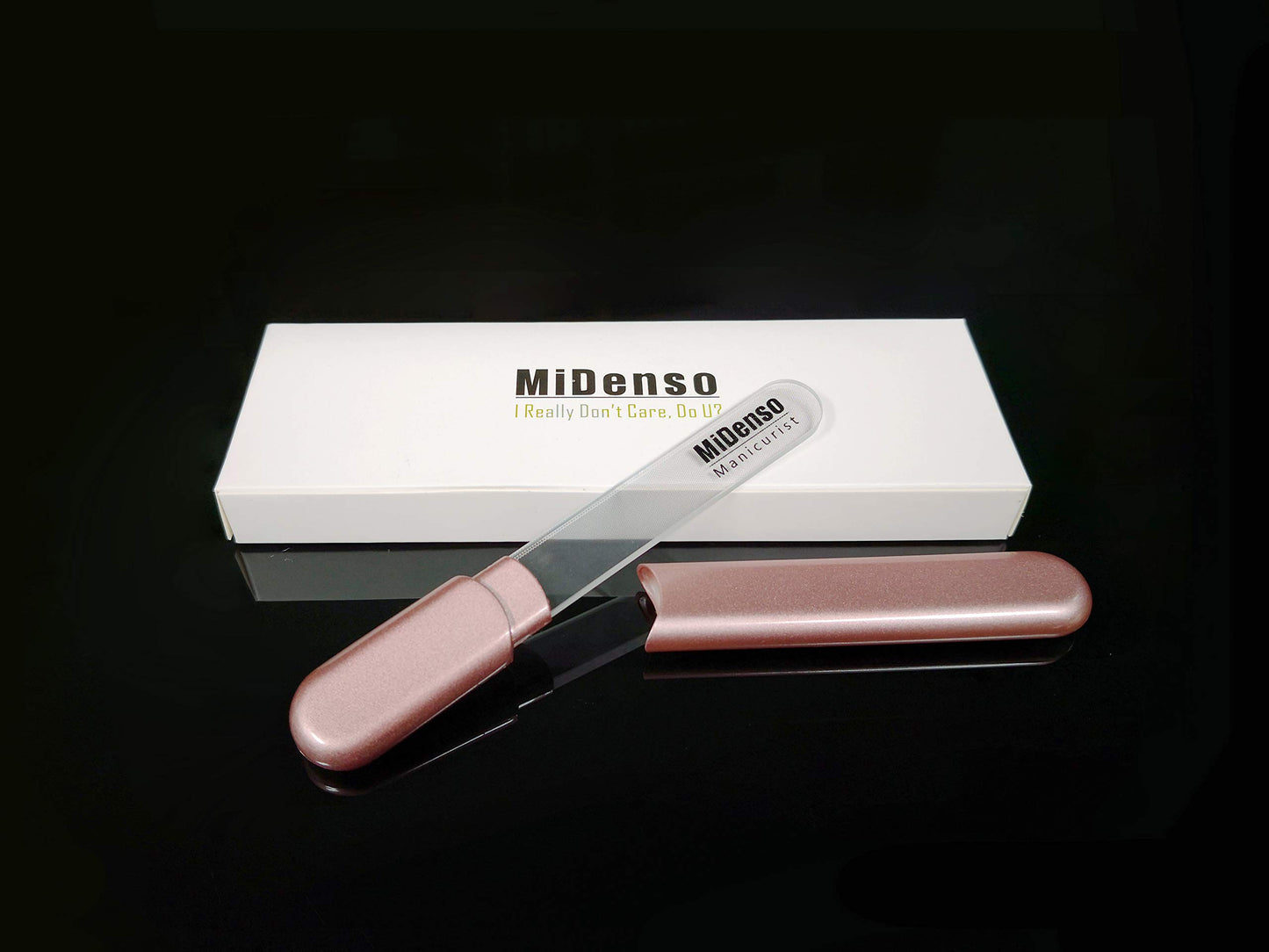 MiDenso Premium Glass Nail File with Case, Crystal Diamond Salon Best Beauty Nail Buffer for Natural and Acrylic Nails Christmas Gift for Woman
