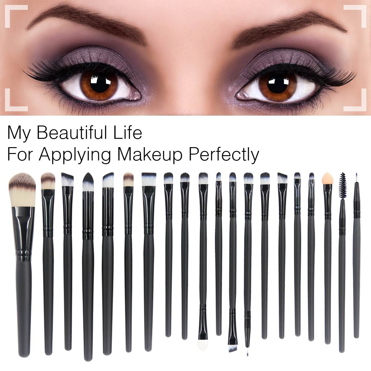 EmaxDesign 20 Pieces Makeup Brush Set Professional Face Eye Shadow Eyeliner Foundation Blush Lip Makeup Brushes Powder Liquid Cream Cosmetics Blending