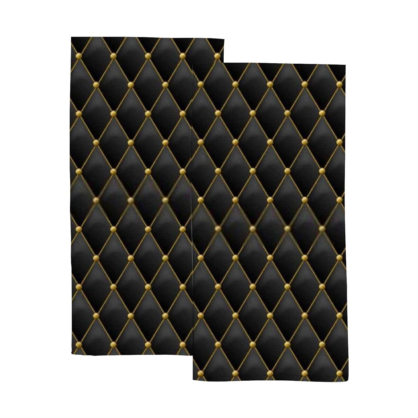 Kuizee Microfiber Hand Towel Face Towels Set of 2 Gold Black Texture Luxury Quick-Dry Highly Absorbent Ultra Soft Bathroom Kitchen 30X15 Inch