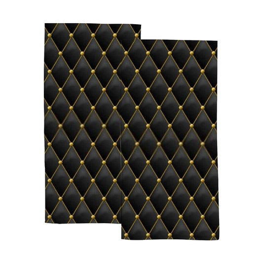 Kuizee Microfiber Hand Towel Face Towels Set of 2 Gold Black Texture Luxury Quick-Dry Highly Absorbent Ultra Soft Bathroom Kitchen 30X15 Inch