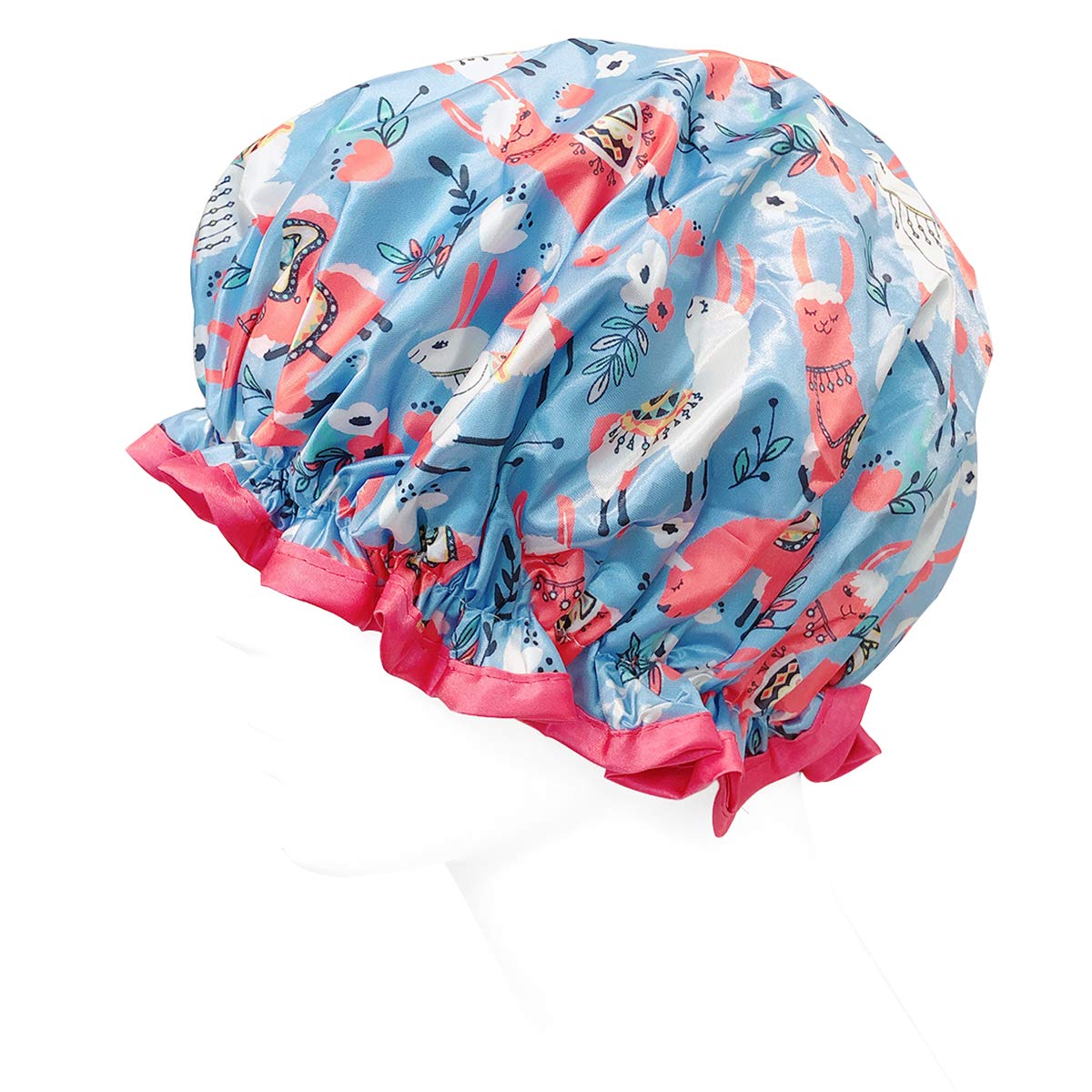 allydrew Reusable Women's Waterproof Shower Caps for Long Hair, Llamas