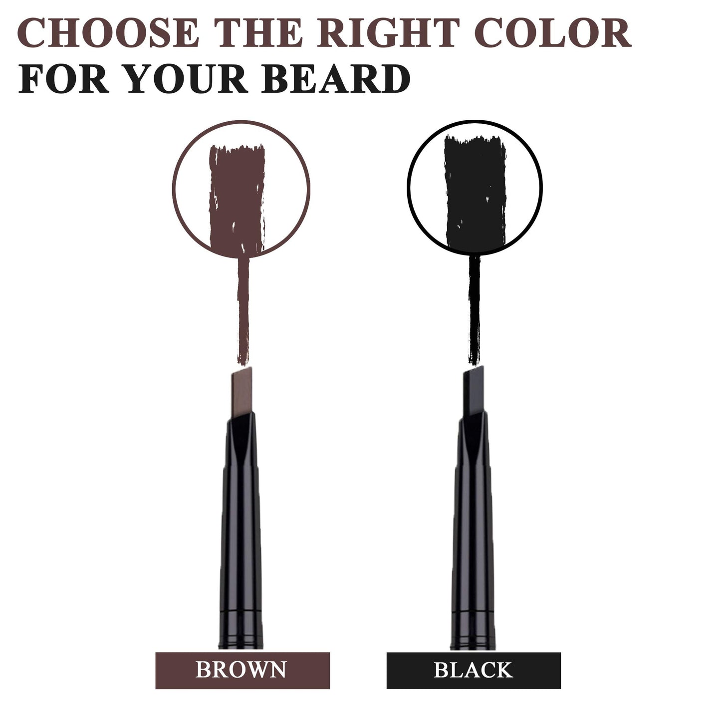 Beard Pencil Filler for Men - Water Resistant, Sweat Proof, Long Lasting & Natural Finish Barber Pencil, Mustache Repair Shape, Two Replacement Tips