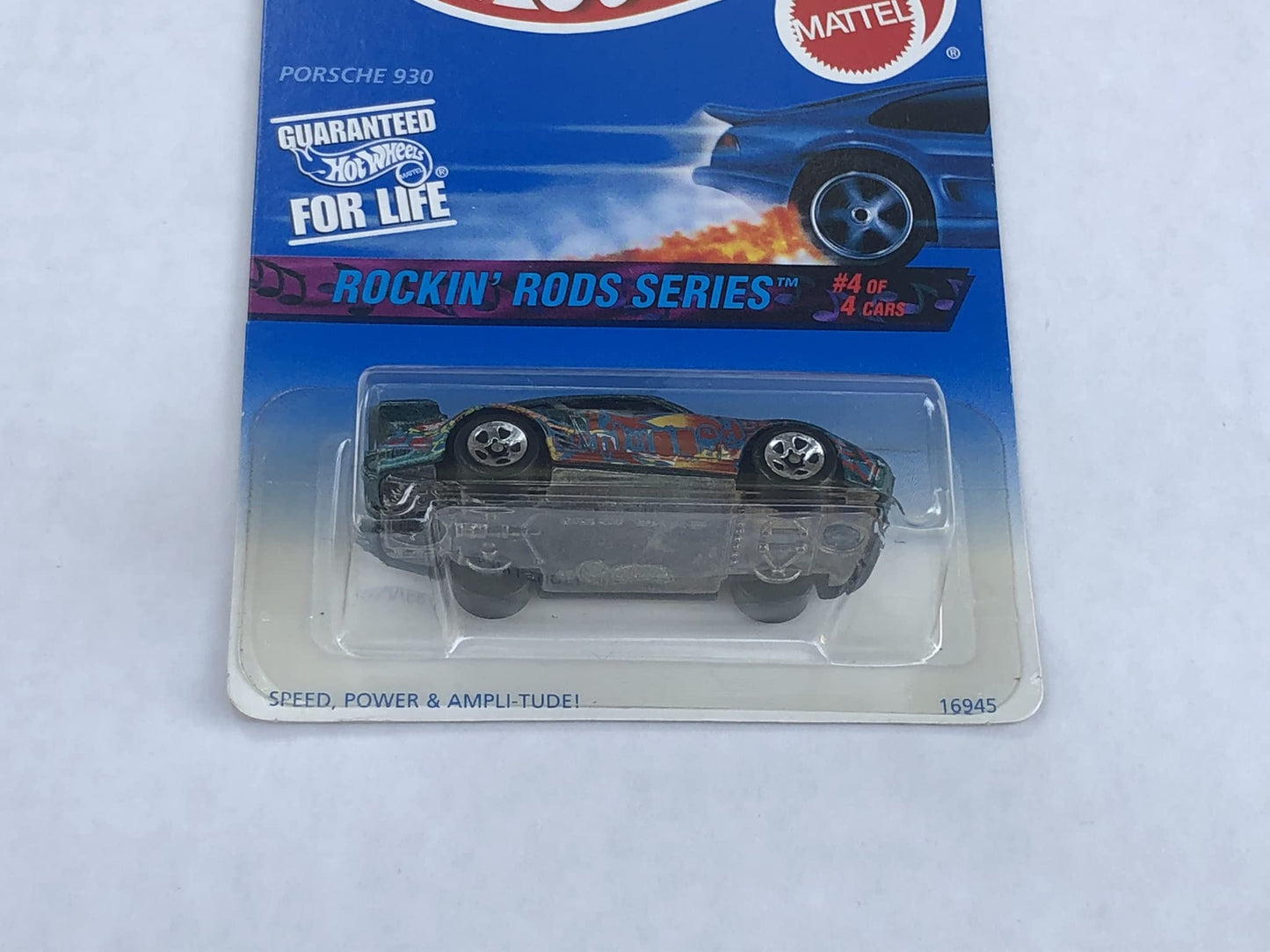 HOT WHEELS ROCKIN RODS SERIES 4 OF 4 CARS, GREEN PORSCHE 930 SQUARE CARD 5 DOT WHEEL