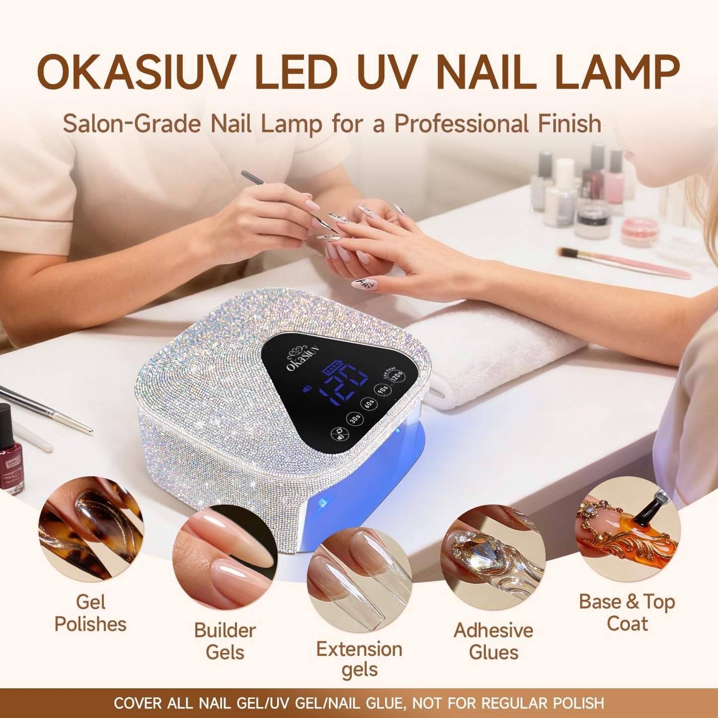 Okasiuv UV LED Nail Lamp with UV Gloves,Magnetic Metal Mirror Base Cordless Nail Dryer, Gel Polish Curing Light with 4 Timers,Touch Control Beauty & Personal Care Okasiuv