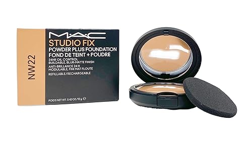 M.A.C Studio Fix Powder Plus Foundation 24 hr Oil Control Refillable - NW22 (Warm beige with rosy undertone for light to medium skin) .42 Oz / 12g