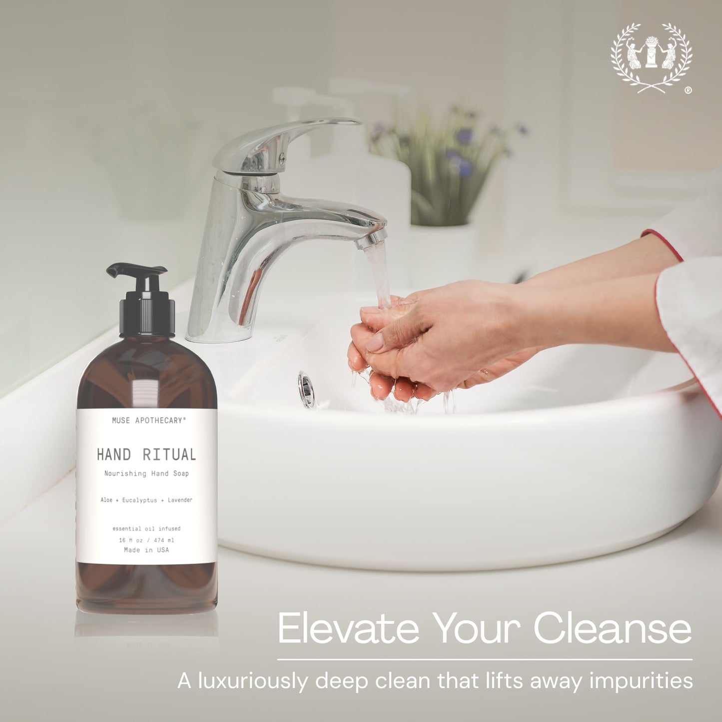 Muse Apothecary Hand Ritual - Aromatic and Nourishing Hand Soap, Infused with Natural Aromatherapy Essential Oils - USDA Certified Biobased - 16 oz