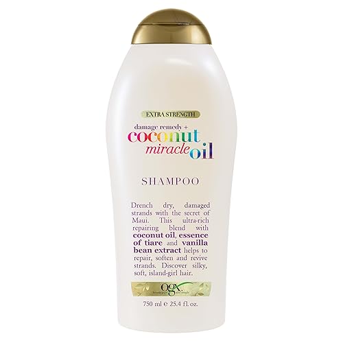 OGX Extra Strength Damage Remedy + Coconut Miracle Oil Shampoo for Dry, Frizzy or Coarse Hair, Hydrating & Flyaway Taming Shampoo, Paraben-Free