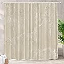 Batmerry Beige Cream Marble Decorative Shower Curtain, Beige Cream Marble Yellow Shower Curtain for Shower Stall Bathtubs Bathroom Decor Waterproof…
