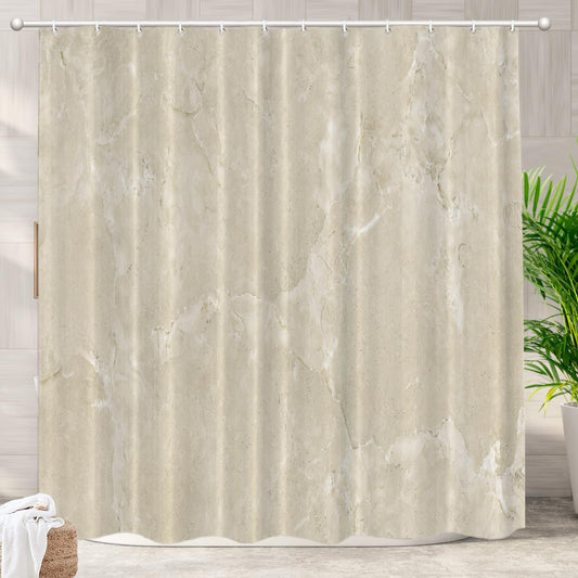 Batmerry Beige Cream Marble Decorative Shower Curtain, Beige Cream Marble Yellow Shower Curtain for Shower Stall Bathtubs Bathroom Decor Waterproof…