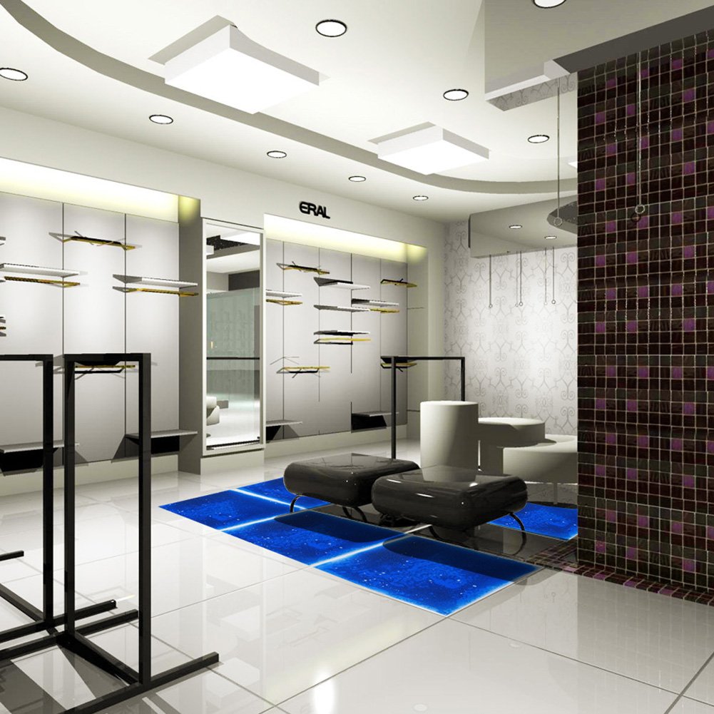 Art3d 1-Pack Fancy Floor Tile for Kids Room Liquid Encased Floor Tile, 11.8" x 11.8" Blue