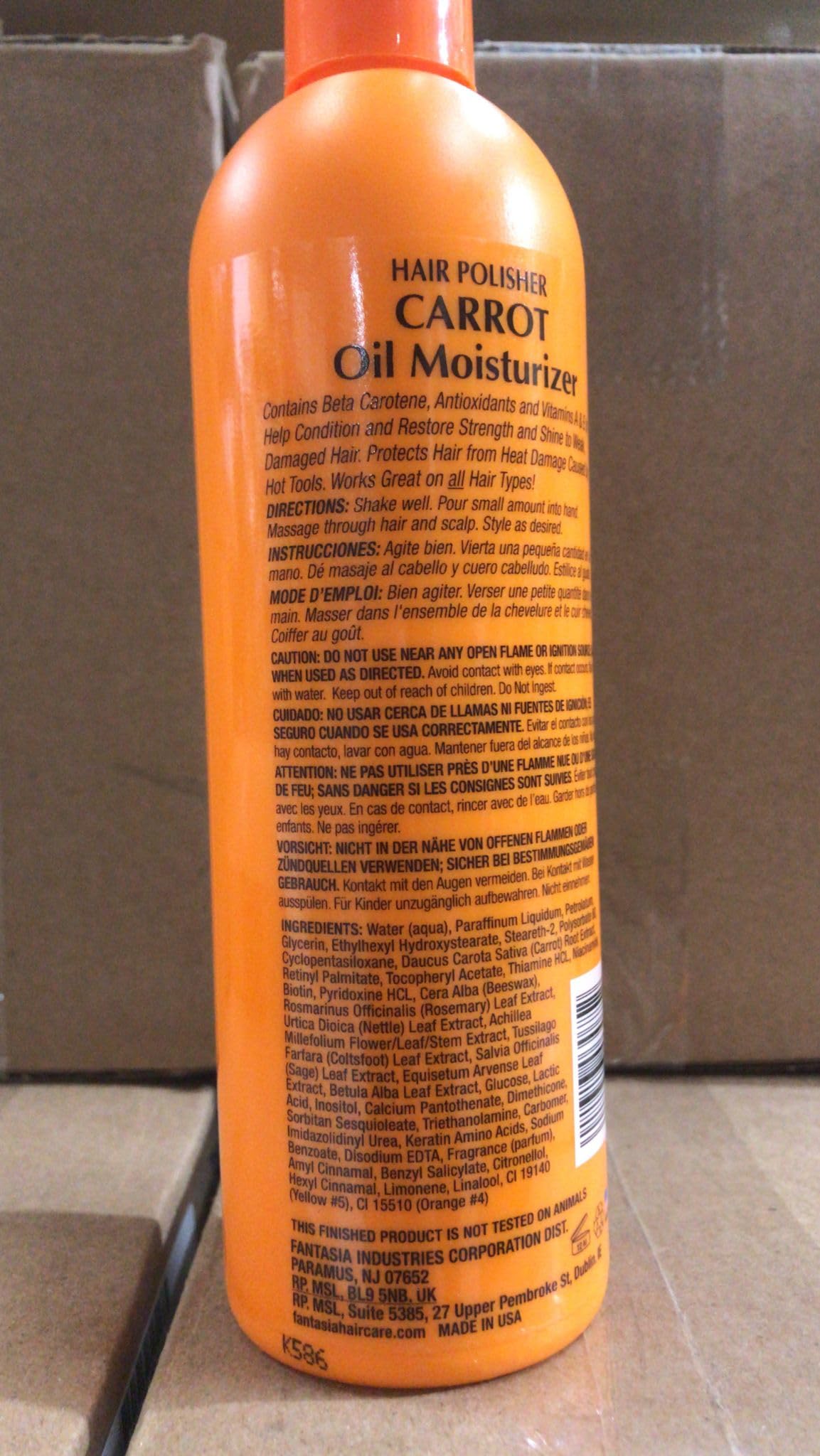 Fantasia Hair Polisher Carrot Growth Oil Moisturizer, 12 oz (Pack of 5)