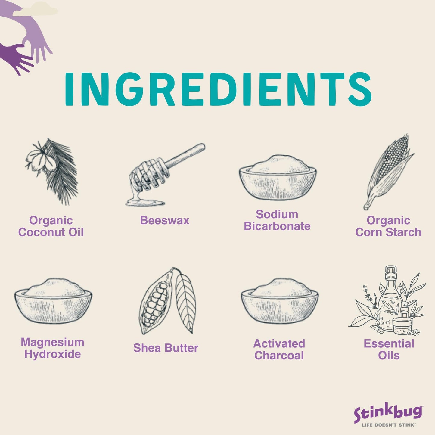 Stinkbug Naturals Organic Aluminum Free Deodorant Stick with Amber Sage, Coconut Oil and Activated Charcoal, Paraben Free, Sensitive Skin Deodorant Beauty and Personal Care Stinkbug