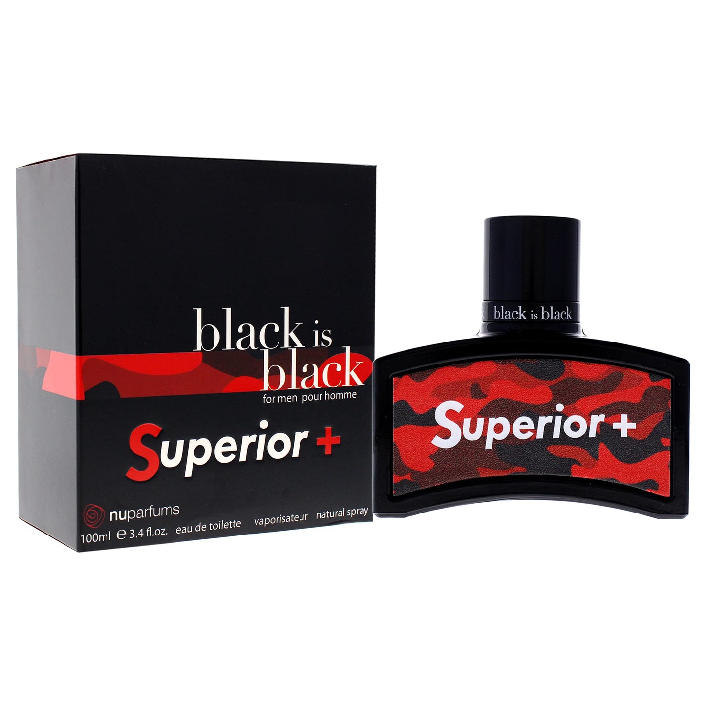 NU Parfums Black Is Black Superior Plus for Men Eau de Toilette Spray, 3.4 Ounce