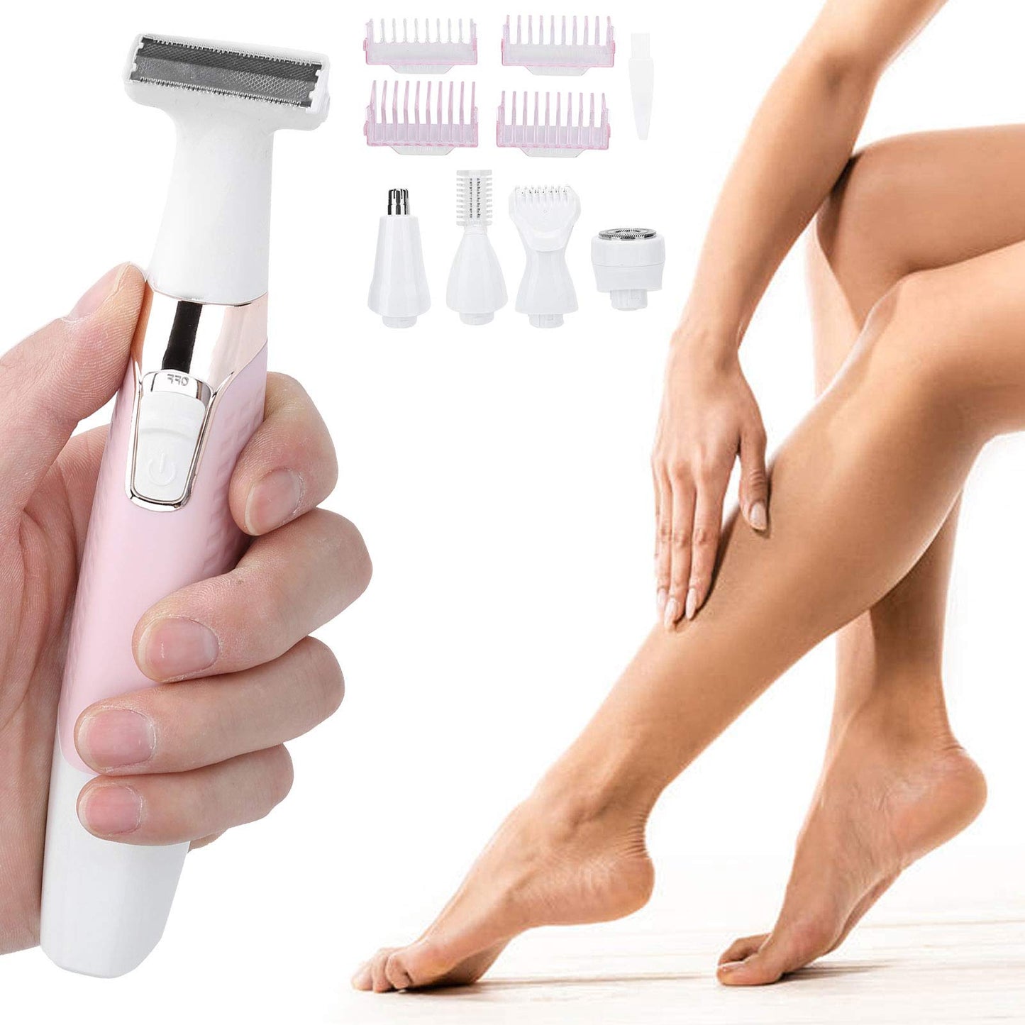 USB Rechargeable Electric Epilator, 5 in 1 Painless Body Remover, Female Hair Removal Machine, with Multifunctional Shaving Head for Legs Underarms Beauty and Personal Care Brrnoo