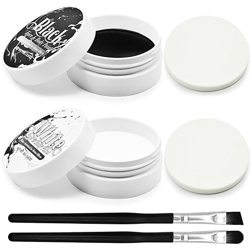 Black and White Face Paint Set - 2.47 oz Halloween Face Body Paint Skeleton Ghost Skull Cosplay Costume Professional SFX Corpse Special Effects Makeup