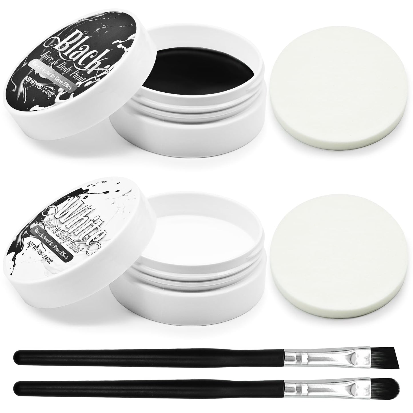 Black and White Face Paint Set - 2.47 oz Halloween Face Body Paint Skeleton Ghost Skull Cosplay Costume Professional SFX Corpse Special Effects Makeup