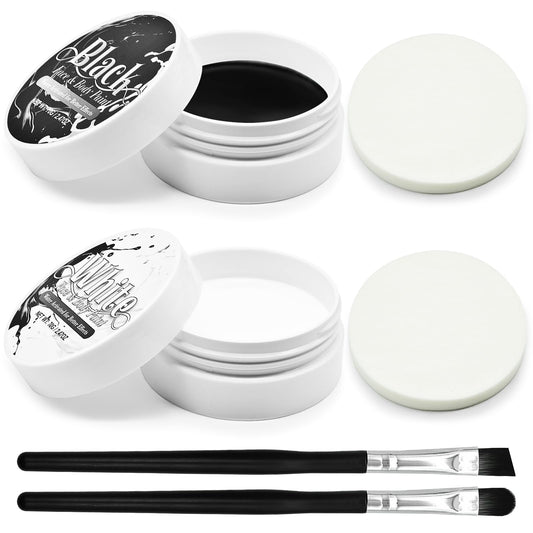 Black and White Face Paint Set - 2.47 oz Halloween Face Body Paint Skeleton Ghost Skull Cosplay Costume Professional SFX Corpse Special Effects Makeup
