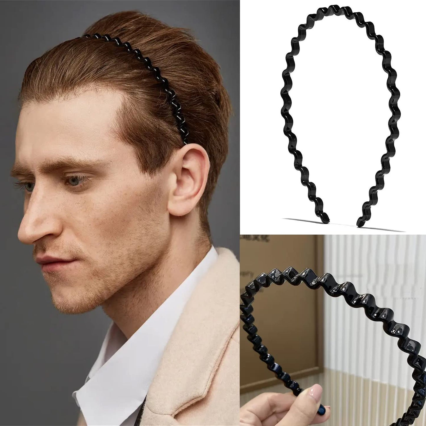 ULTIMUTE 8 PCS Fashion No Slip Effortless Plastic Headbands with Teeth Comb Black Skinny Headbands Hair Accessories Bands for Women Men Teen Girls Beauty and Personal Care ULTIMUTE