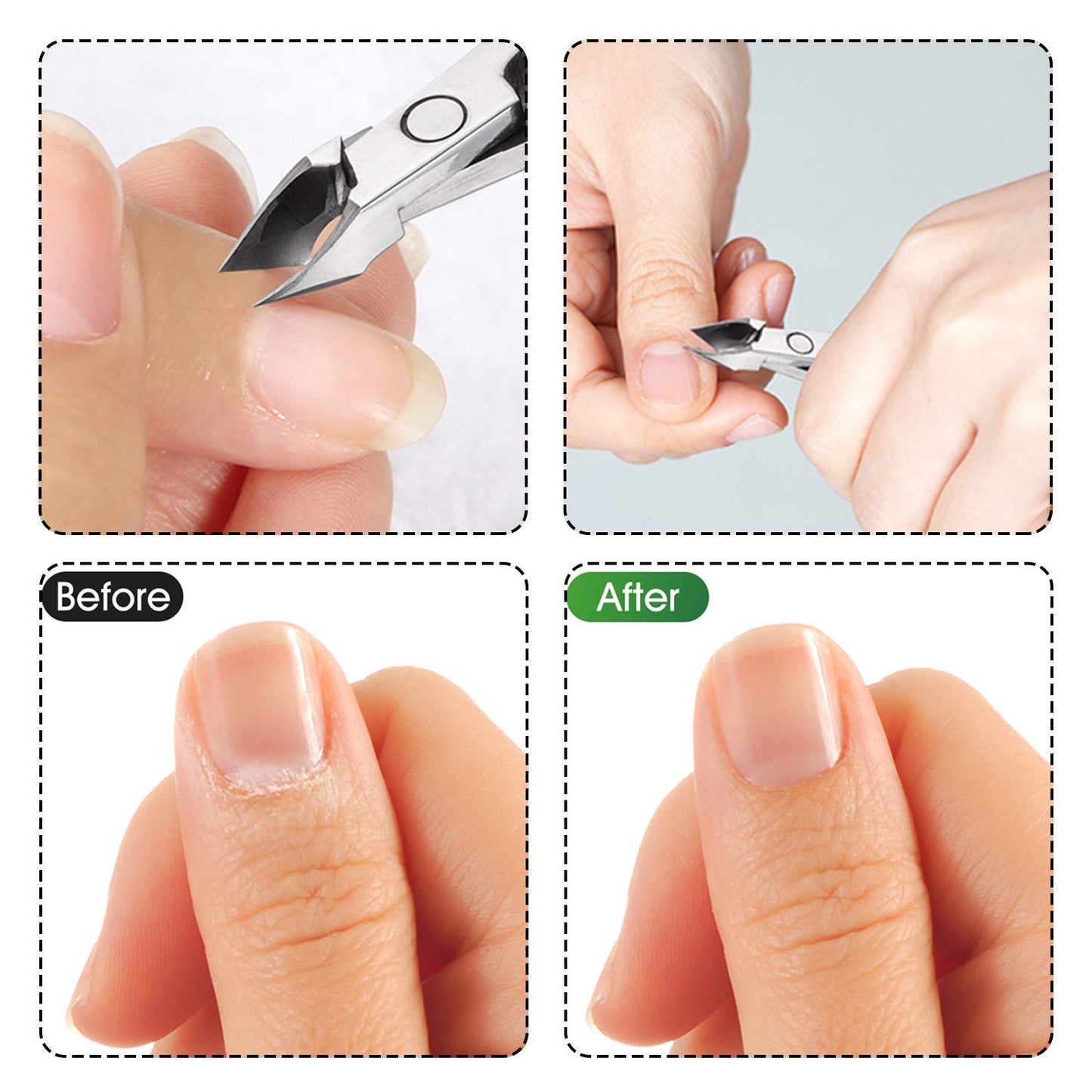 Cuticle Trimmer 3/4 Jaw Extremely Sharp Cuticle Nippers Scissors Stainless Steel Clippers Cutter Remover Pedicure Manicure Nail Tool, opove X7, Space