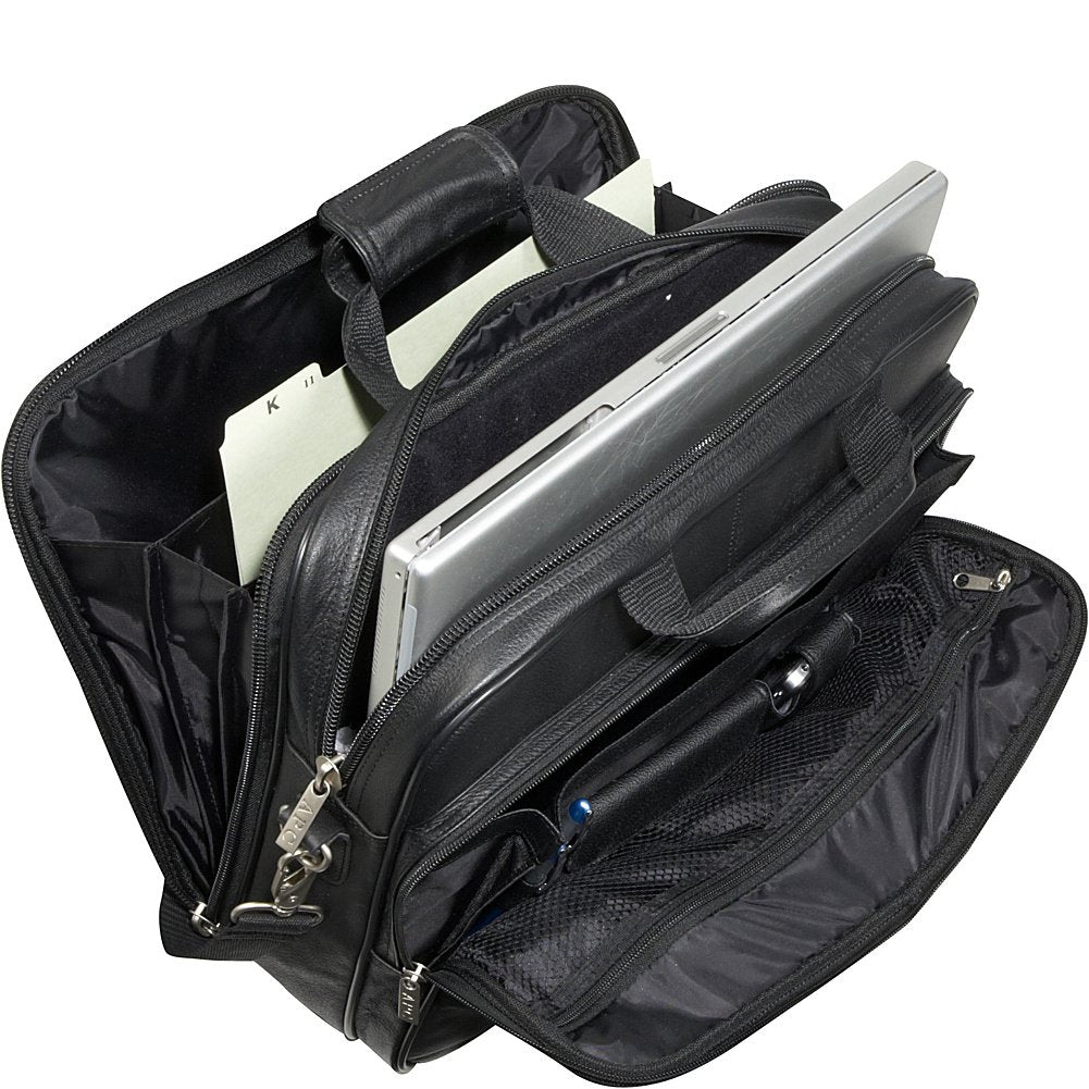 Black Leather Laptop Softside Briefcase (#48)