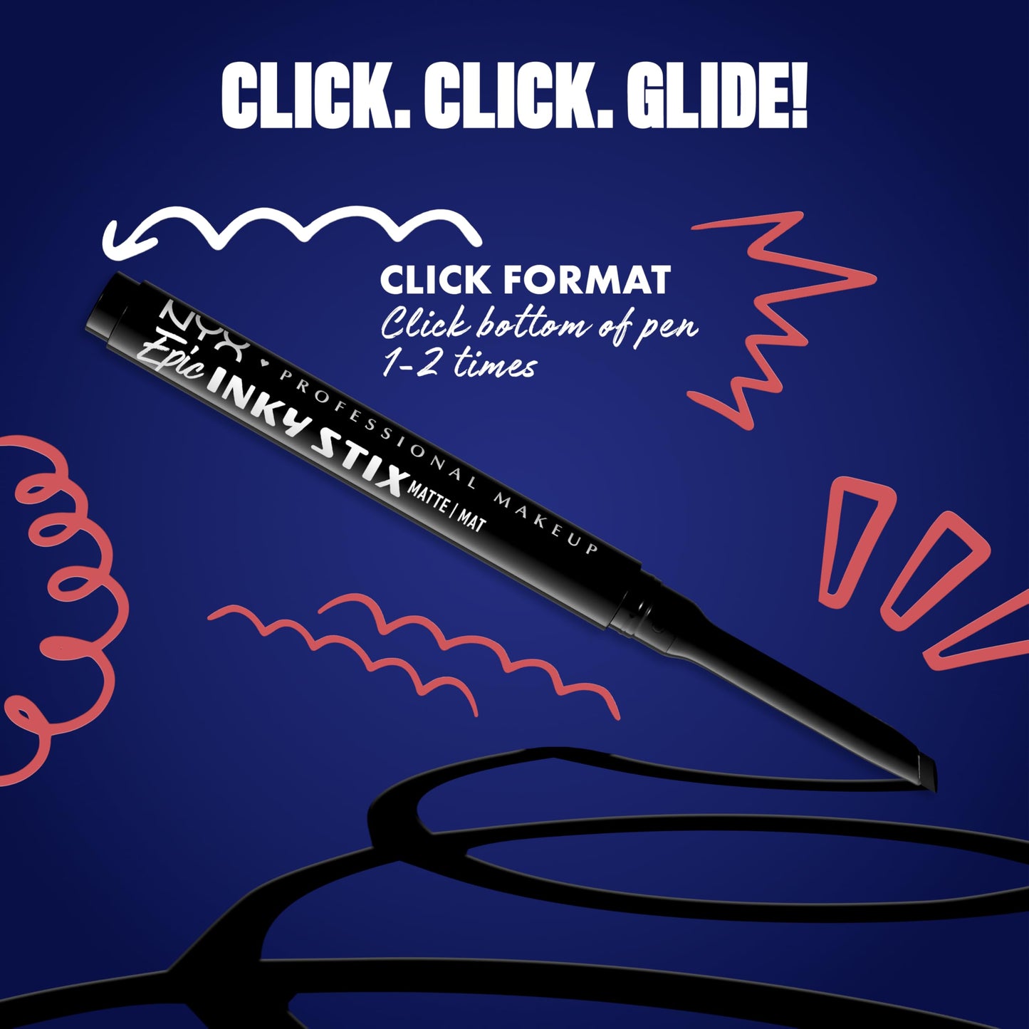 NYX PROFESSIONAL MAKEUP Epic Inky Stix Eyeliner, Mechanical Cream Gel Eyeliner, Waterproof Formula With Up To 24HR Wear - 01 Black Screen (Matte