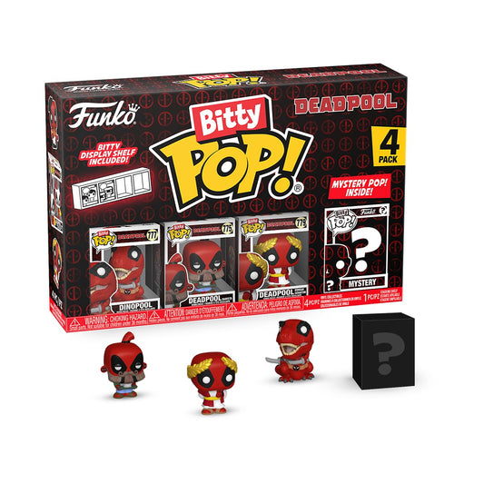 Funko Bitty POP! Deadpool - Dinopool , 4-Pack and A Surprise Mystery Mini Figure - 0.9 Inch (2.2 Cm) Collectable - Stackable Display Shelf Included…