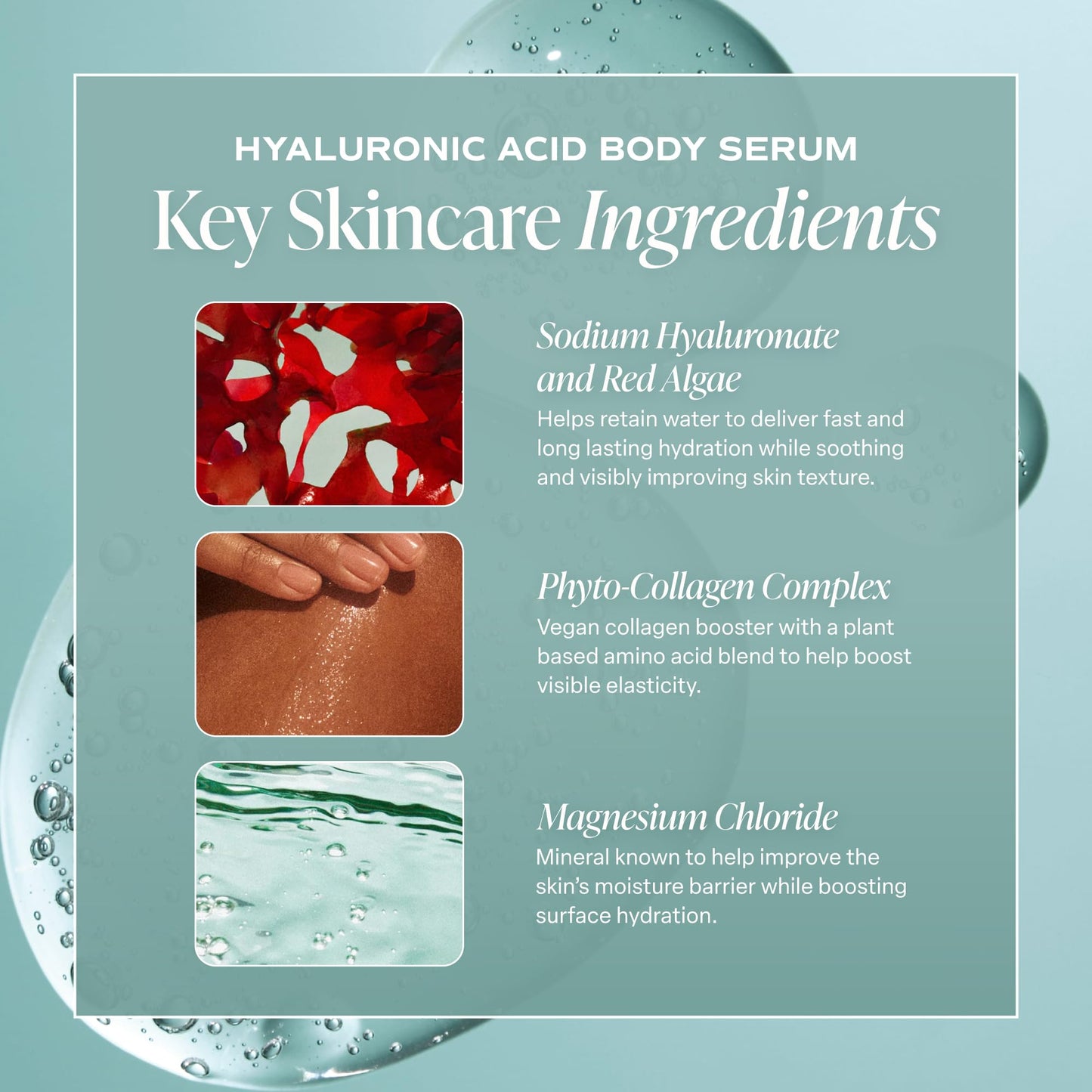 Saltair Hyaluronic Acid Body Serum - Hydrating Body Lotion for Smoother Looking Skin - Sheer Gel Moisturizer with Sodium Hyaluronate & Red Algae Beauty and Personal Care Saltair