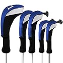 FINGER TEN Golf Club Head Covers Woods Driver Fairway Hybrid 3/4/5 Set, Headcovers Men 1 3 5 7 X Interchangeable Number Tag, Fit All Wood Clubs (5…