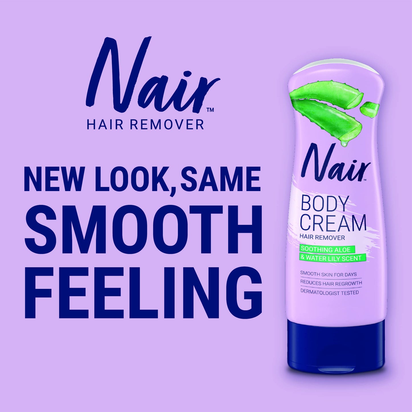 Nair Hair Removal Body Cream With Aloe and Water Lily, Leg and Body Hair Remover, 9 Oz Bottle