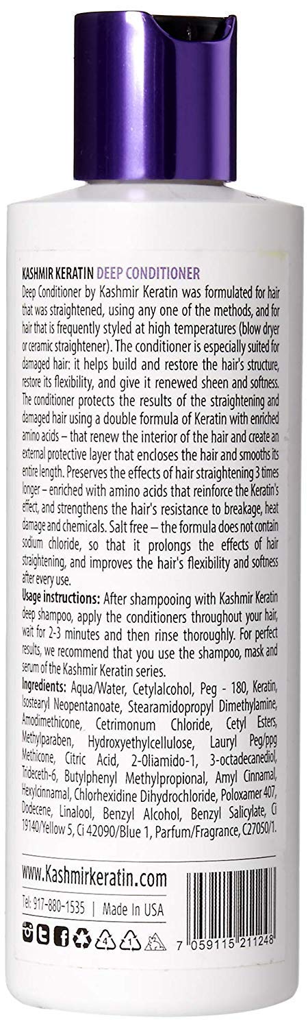 2PC Bundle:Kashmir Keratin Deep Shampoo and Conditioner For Oily and Damaged Hair Sulfate And Paraben Free NEW PRESENTATION (8 Fl. Oz)