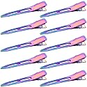 OIIKI 10 Pack 2.2 Inches Rainbow Single Prong Curl Clips, Metal Alligator Hair Clips without Teeth, Rainbow Section Hairpin Hair Accessories for Women