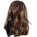 3 Pcs Handmade Boho Feather Clip Comb Hair Extensions - Women Lady Hippie Headdress Hairpin for Hair DIY Accessories