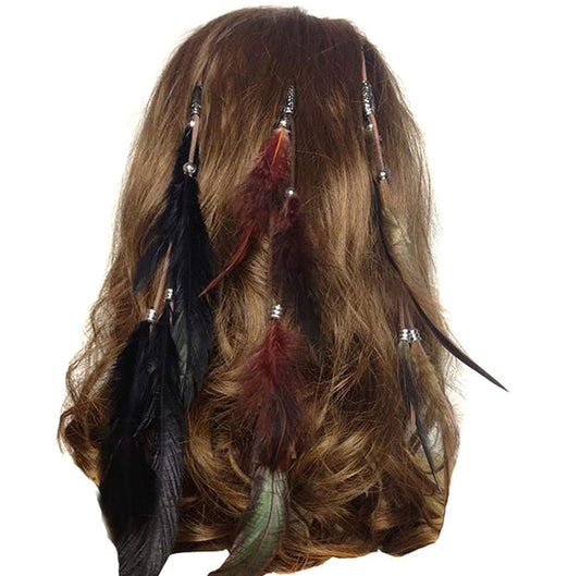 3 Pcs Handmade Boho Feather Clip Comb Hair Extensions - Women Lady Hippie Headdress Hairpin for Hair DIY Accessories