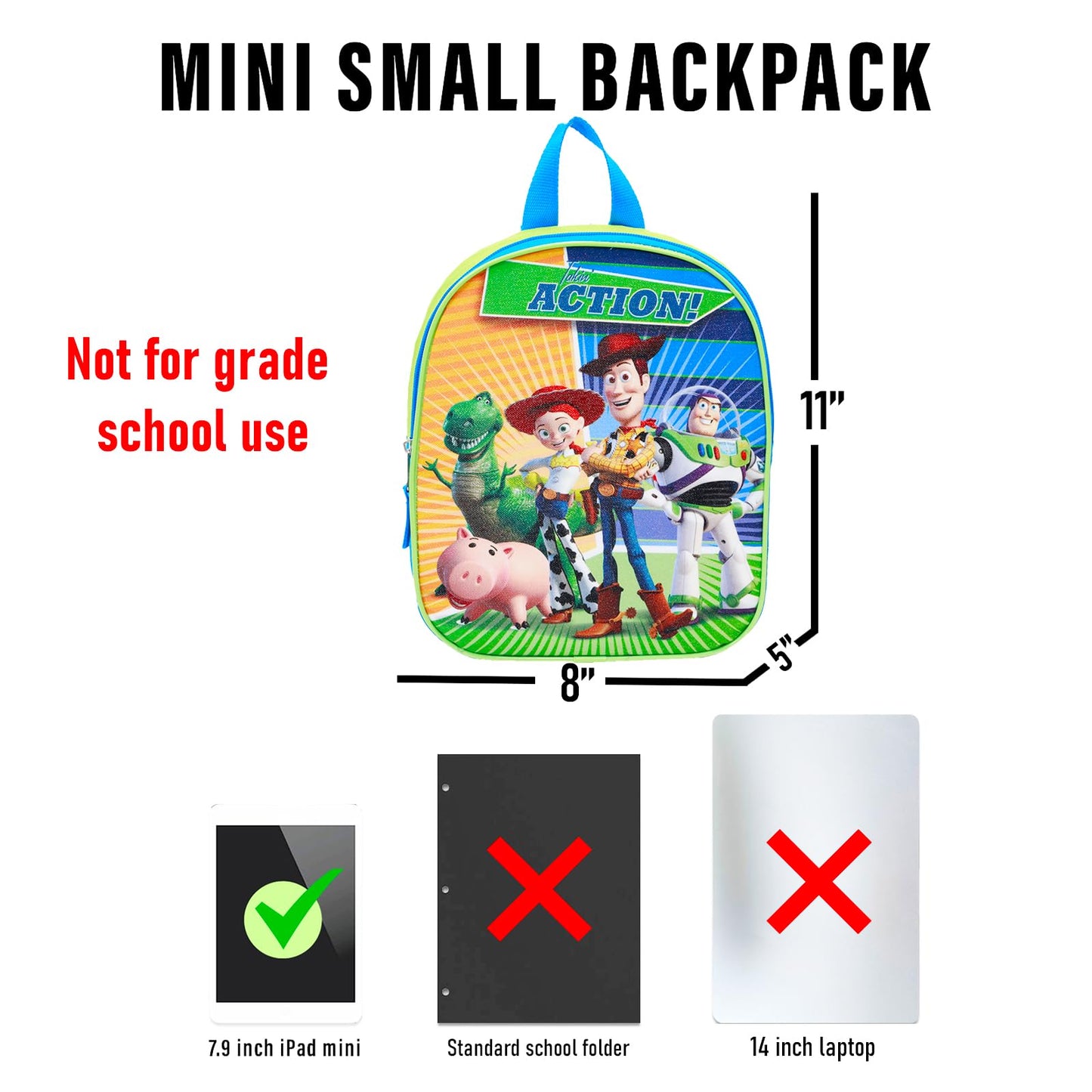Fast Forward Toy Story ''Action'' 11'' Mini Backpack (Blue-Green)