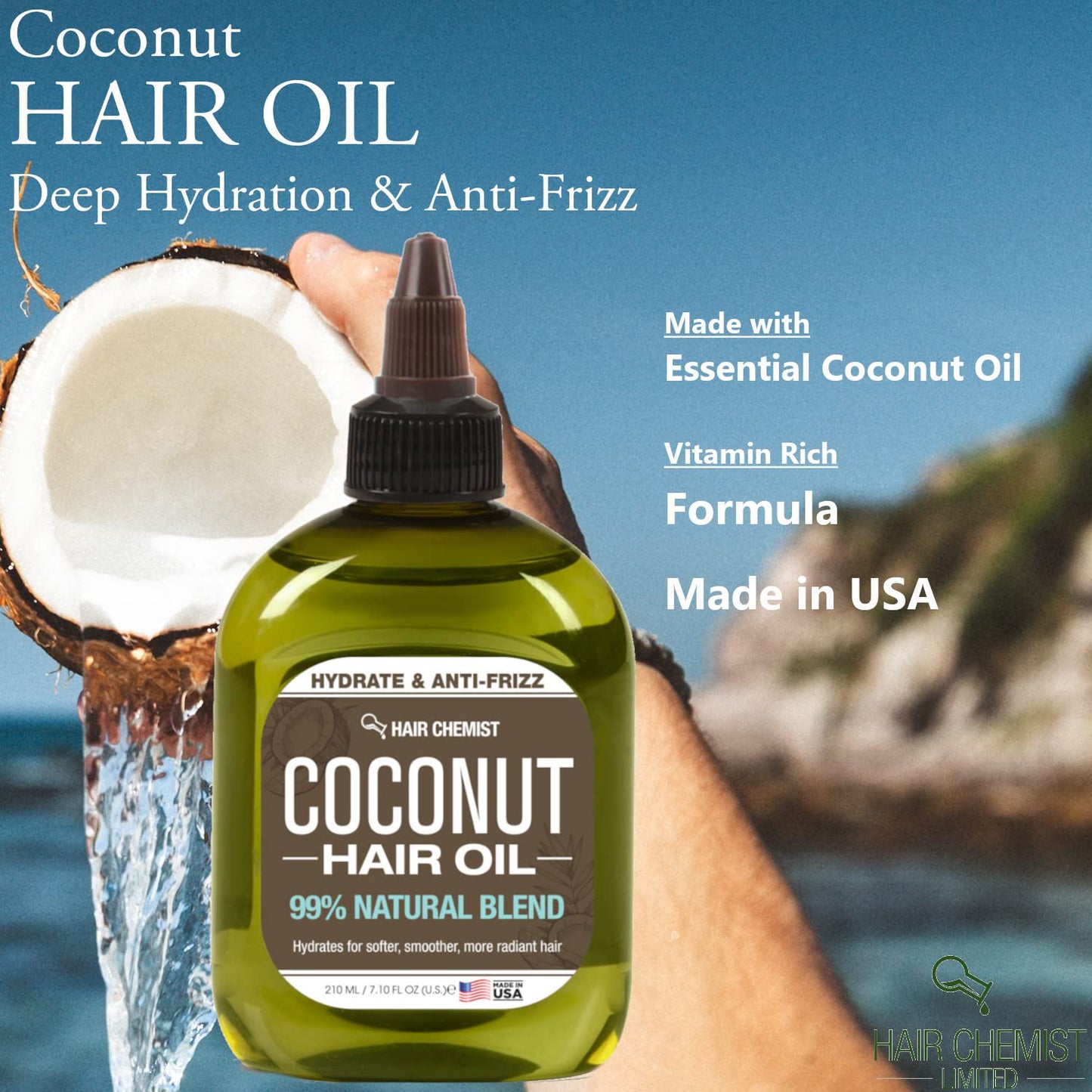 Hair Chemist 99% Natural Hair Oil - Coconut 7.1 oz.
