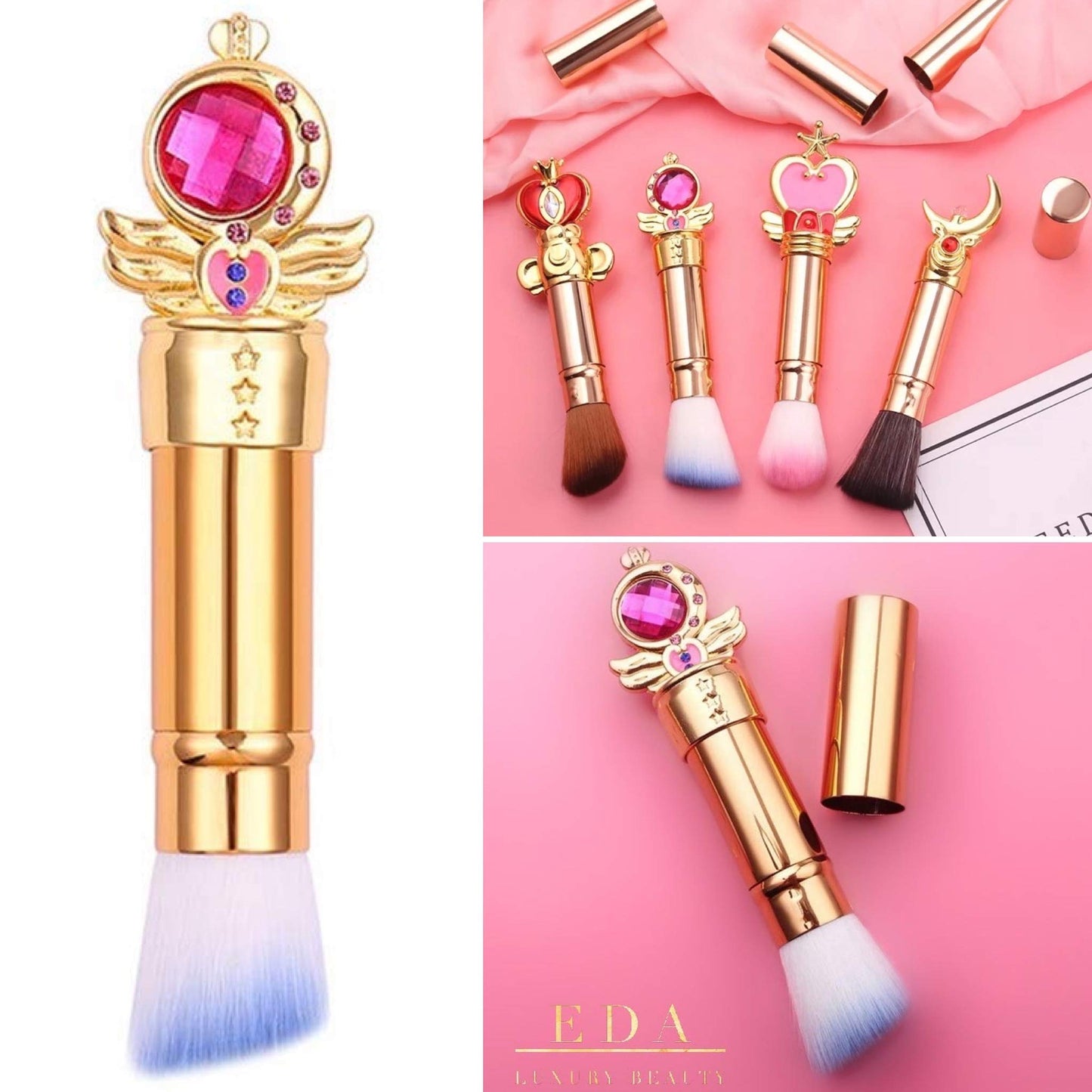 Angled Retractable Makeup Brush With Cover - Liquid, Cream, Powder, Foundation, Blush, Bronzer - Premium Bristles Contouring & Blending Skin, Portable
