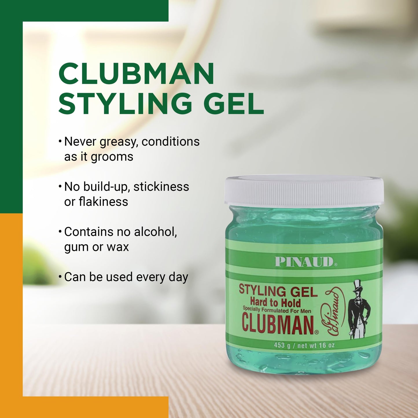 Clubman Pinaud Hard to Hold Styling Gel for Men, Extra Control, 16 Fl Oz (3 Pack)