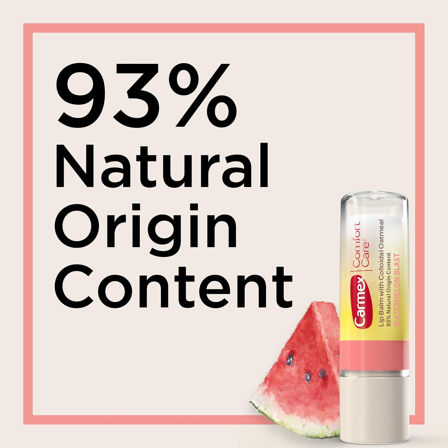Carmex Comfort Care Lip Balm Sticks with Colloidal Oatmeal, Watermelon Blast Flavor, 6 Count (3 Packs of 2)