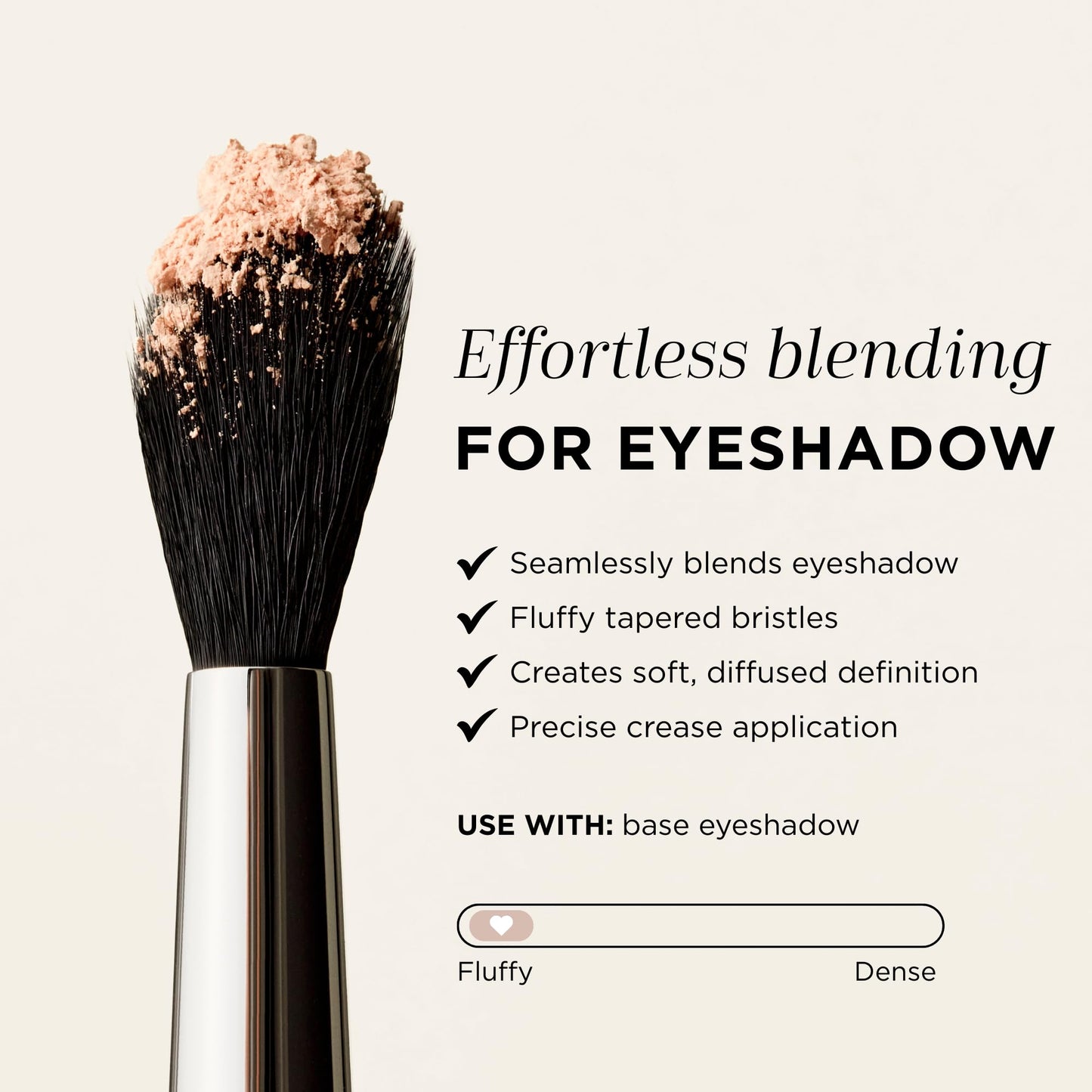 HALEYS Beauty Crease Eyeshadow Makeup Brush, Medium Fluffy Tapered Blending Brush for Eye Shadow & Highlighter Make Up, Seamless Application for Cream