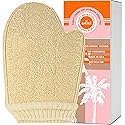 Loofah Sponge Scrubber/Shower Loofah/Loofah Mitt with Terry Cloth Backing, Bungie Collar & Thumb