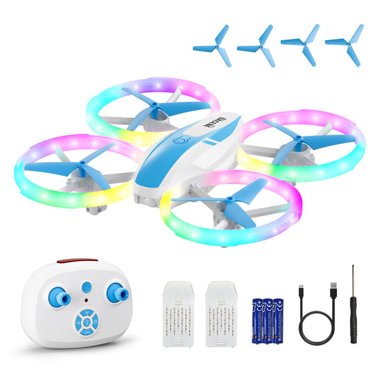Mini Drone for Kids and Beginners with Fancy LED & Altitude Hold,Birthday Gift for Boys Girls,RC Drone with Propeller Protection,360°Flips,3 Speed…