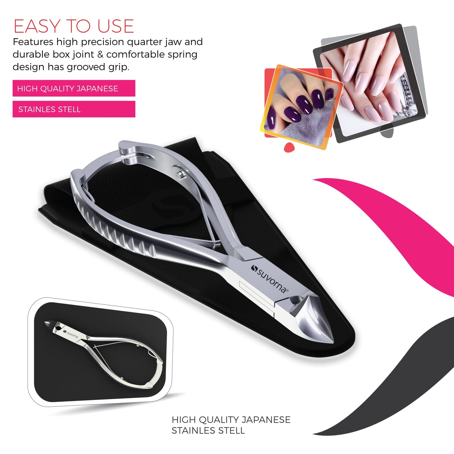 Suvorna Podiatrist Toenail Clippers Concave Jaw and Back Lock, 5.5" Extra Large Toe Nail Clippers for Thick Nails, Heavy Duty Nail Clippers for Thick
