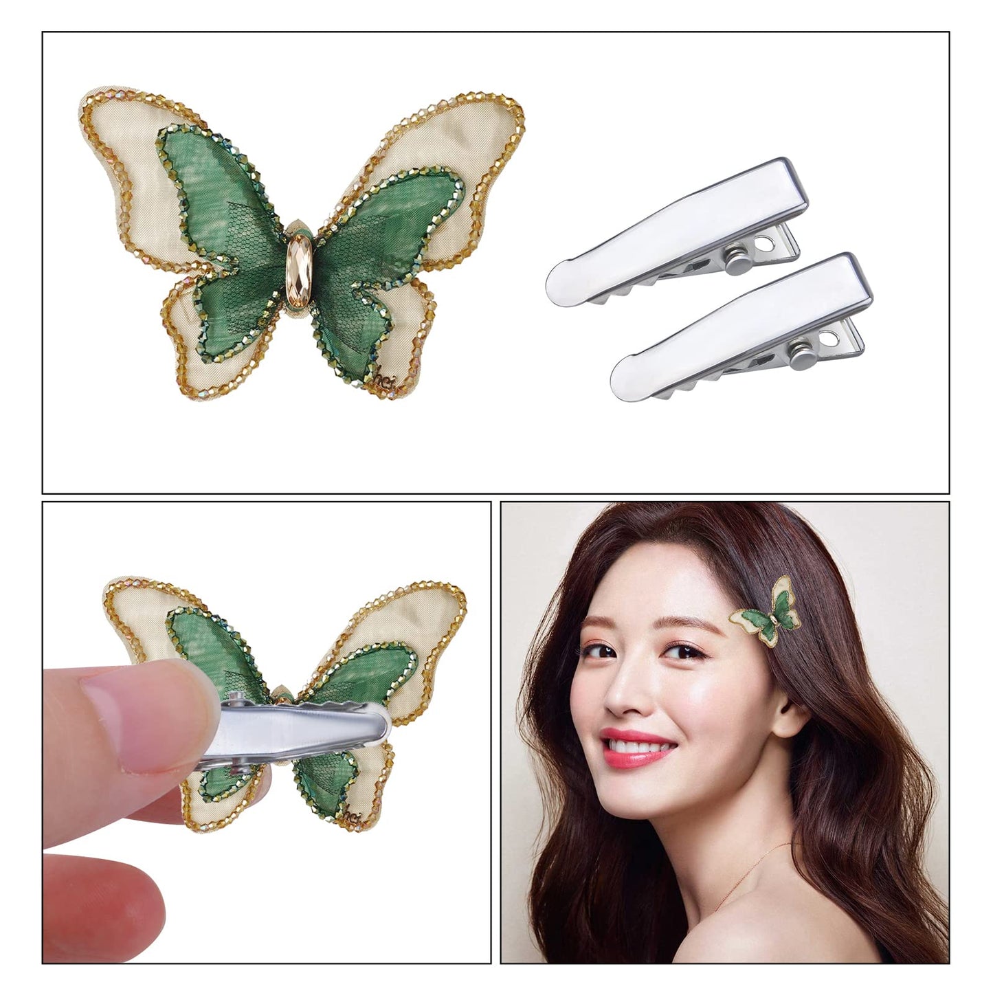 100pcs Alligator Duckbill Hair Clips Metal Single Prong Hair Clip Hairpins Teeth Bows Professional Sectioning Clips DIY Hair Accessories for Women