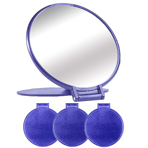 MOMIRA Compact Mirror Bulk Round Makeup Mirror for Purse, Set of 3, 2.6" L x 2.37" W (Blue)