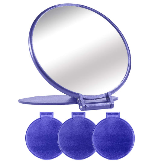 MOMIRA Compact Mirror Bulk Round Makeup Mirror for Purse, Set of 3, 2.6" L x 2.37" W (Blue)