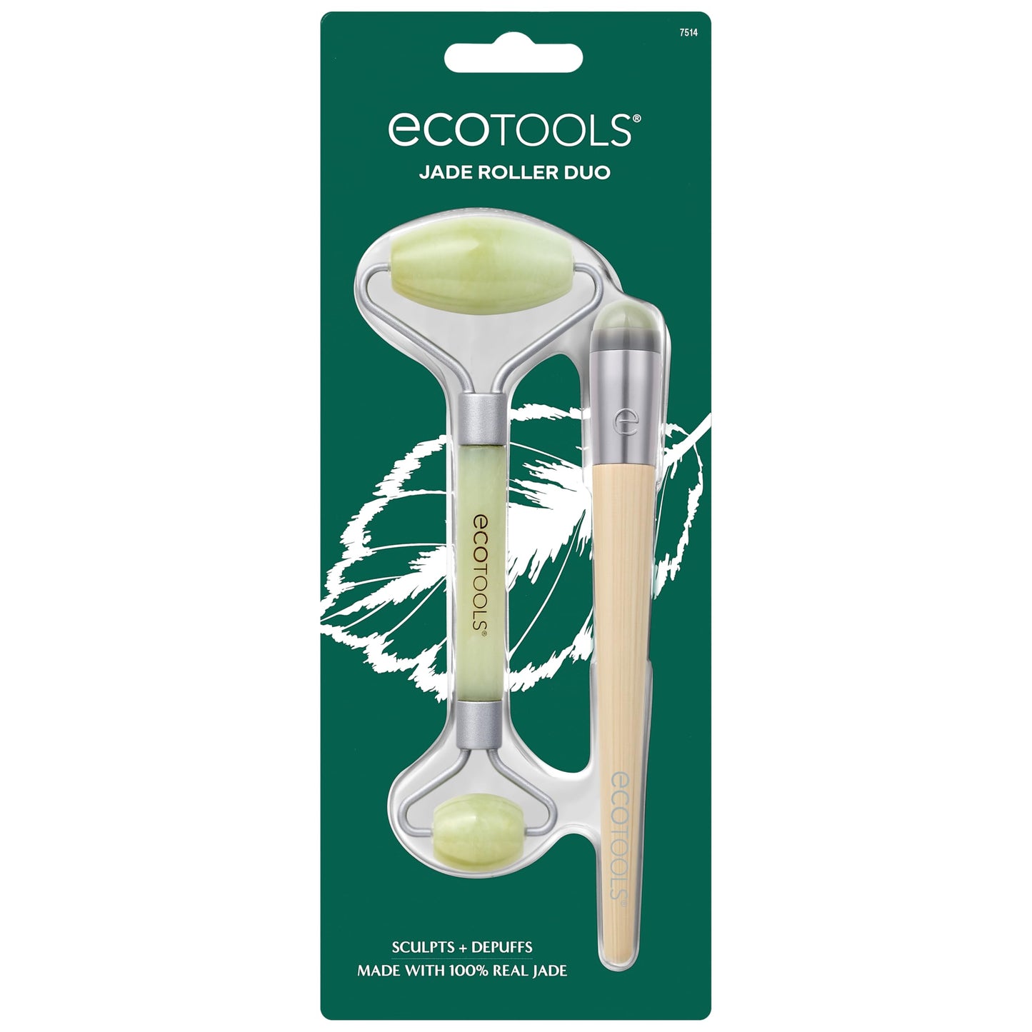 EcoTools Beauty Skin Care Tool Jade Facial Roller and Eye Roller Duo, Face Roller and Massager, Skincare and Sculpting Tool, Reduces Under Eye