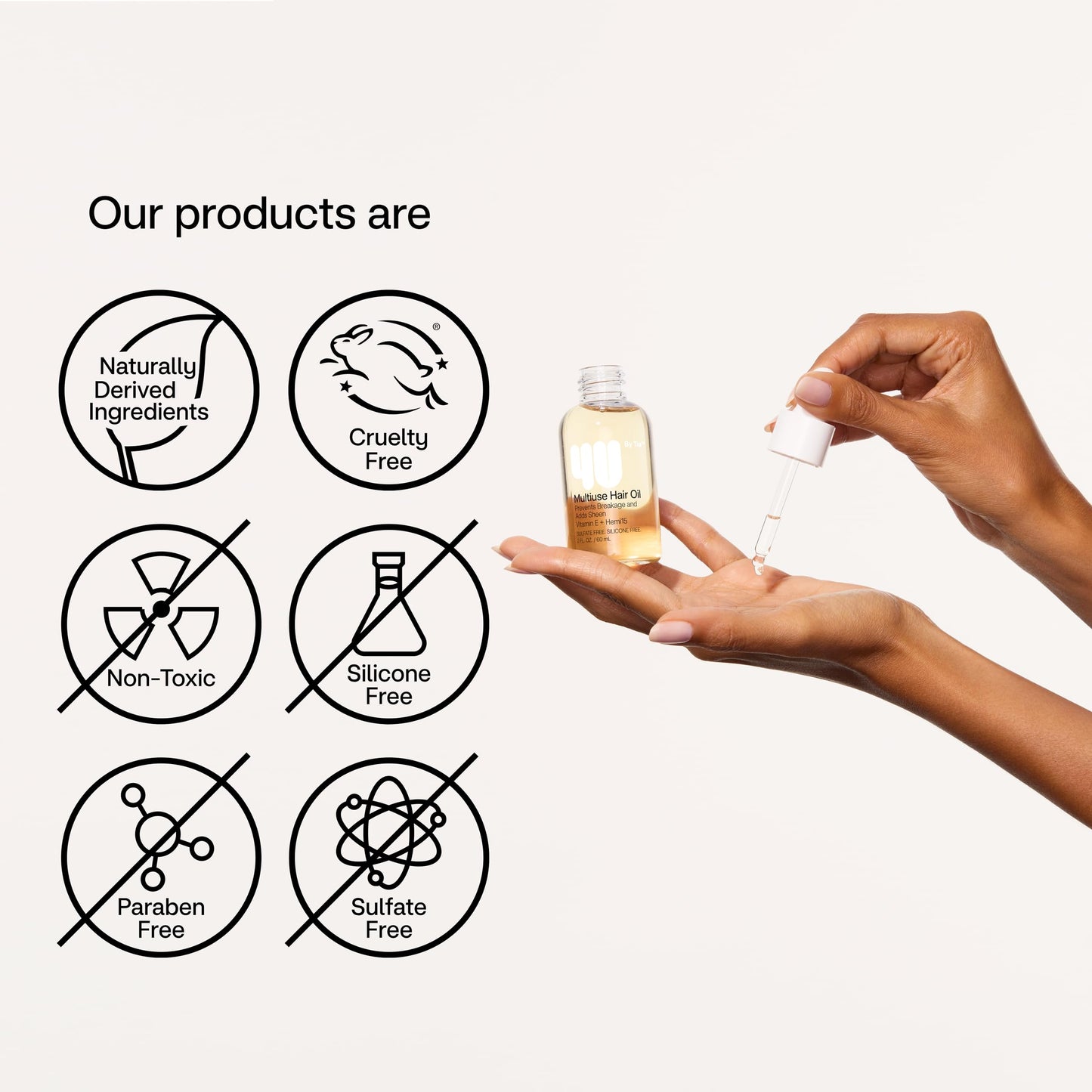 4U by Tia Multi-Use Hair Oil - 3A-4C Hair Type HEMI15 & Vitamin C Hair Balm - Nourish, Repair, Frizz Control, Natural Ingredients (2 fl oz)